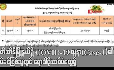 Embedded thumbnail for တီးတိန်မြို့နယ်ရှိ COVID-19 လူနာ(Case-1)၏မိခင်ဖြစ်သူတွင် ရောဂါပိုးထပ်မံတွေ့ရှိ (ရုပ်သံ)