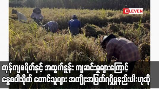 Embedded thumbnail for နွေစပါးအများစုပေါ်ချိန် ဆန်စပါးဈေးနှုန်း ထပ်မံမြင့်တက်ကာ ဈေးကောင်းလျှက်ရှိနေပြီး ကုန်ကျစရိတ်နှင့် အထွက်နှုန်း ကျဆင်းမှုများကြောင့် နွေစပါးစိုက် တောင်သူများ အကျိုးအမြတ်ရရှိမှုနည်းပါးဟုဆို 