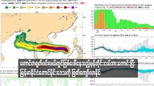 Embedded thumbnail for  တောင်တရုတ်ပင်လယ်တွင်ဖြစ်ပေါ်နေသည့်မုန်တိုင်းငယ်အားကောင်းလာနိုင်ပြီး မြန်မာနိုင်ငံတောင်ပိုင်း ဒေသများကို ဖြတ်ကျော်လာနိုင် (ရုပ်သံ)