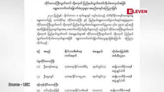 Embedded thumbnail for ရွေးကောက်ပွဲကော်မရှင်မှမြန်မာနိုင်ငံတစ်ဝန်းရွေးကောက်တင်မြှောက်ခံရသူများအမည်စာရင်းစတင် ထုတ်ပြန် ကြေညာ